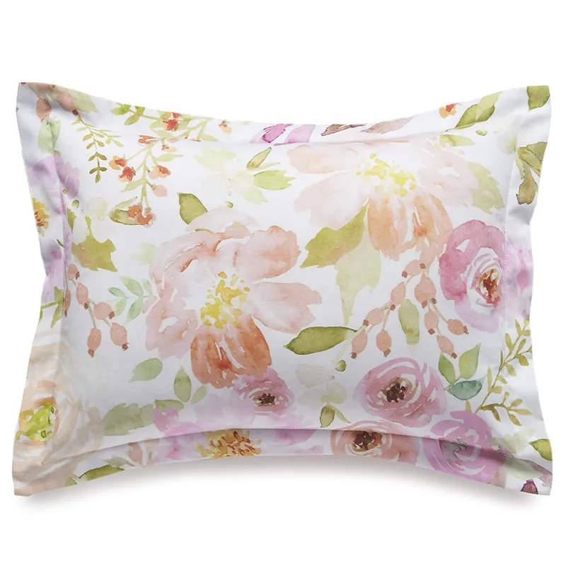 Blush Watercolor Floral Baby Blanket with Petal Pink Ruffle