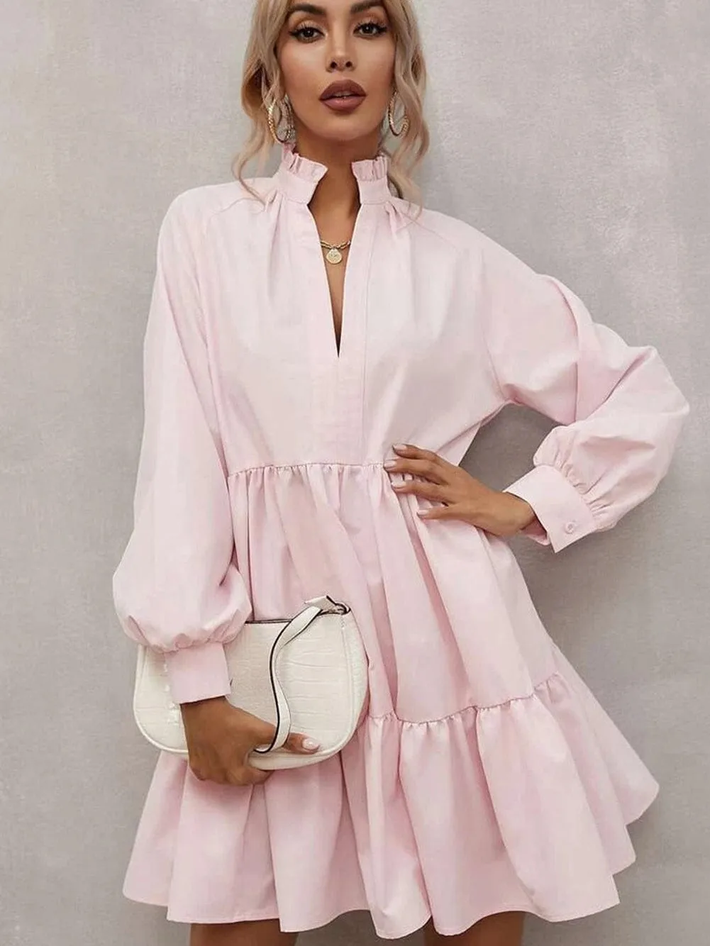 Button Cuff Mini Dress