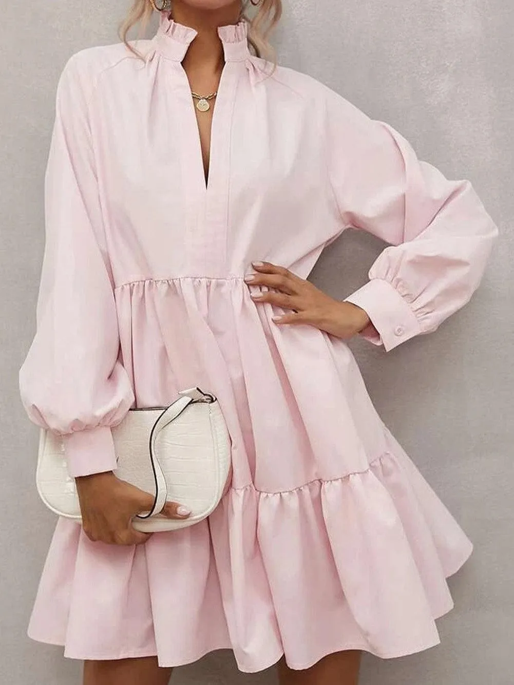 Button Cuff Mini Dress