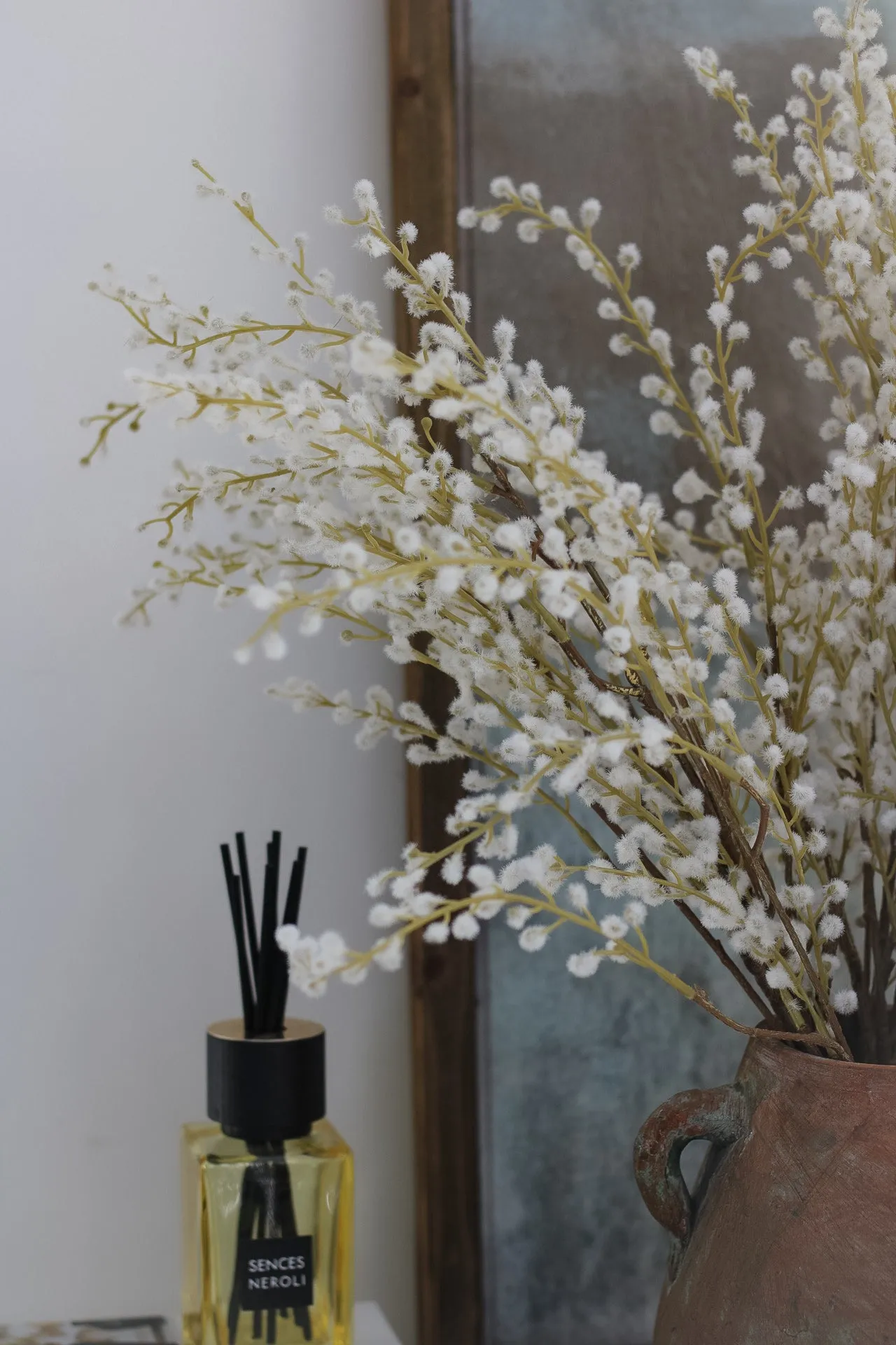 Faux White Willow Spray
