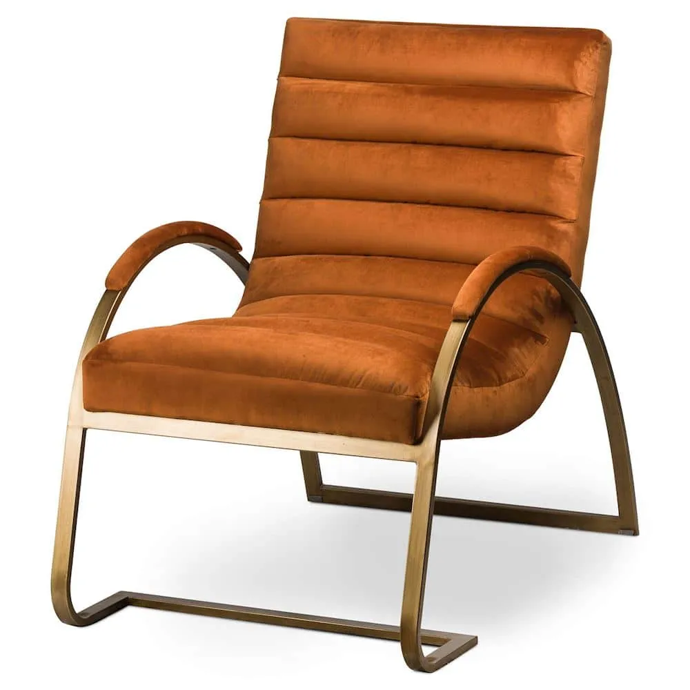 Fern Cottage Blush and Brass Ribbed Ark Chair