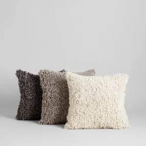 Handmade Wool Shag Pillow, 18x18