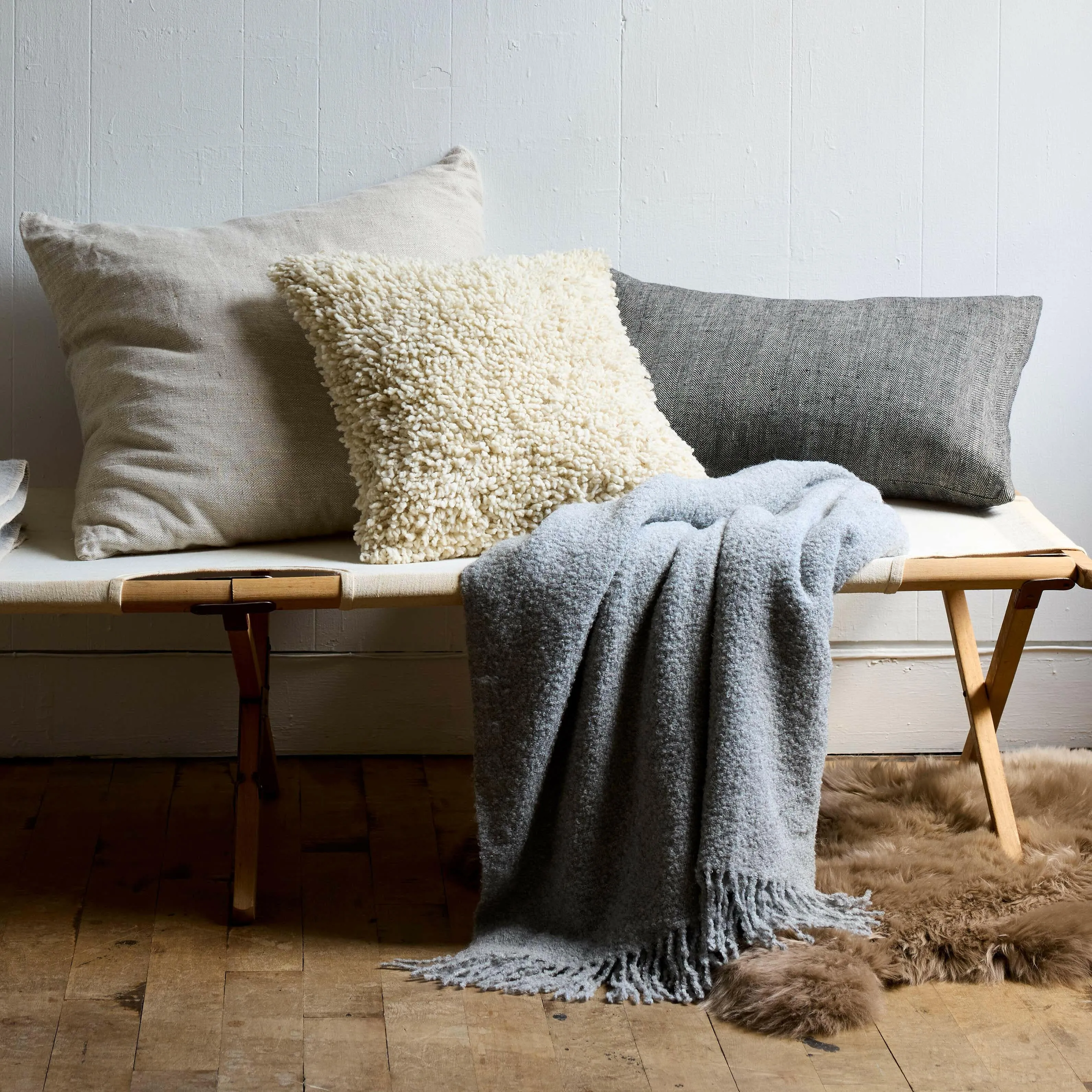 Handmade Wool Shag Pillow, 18x18