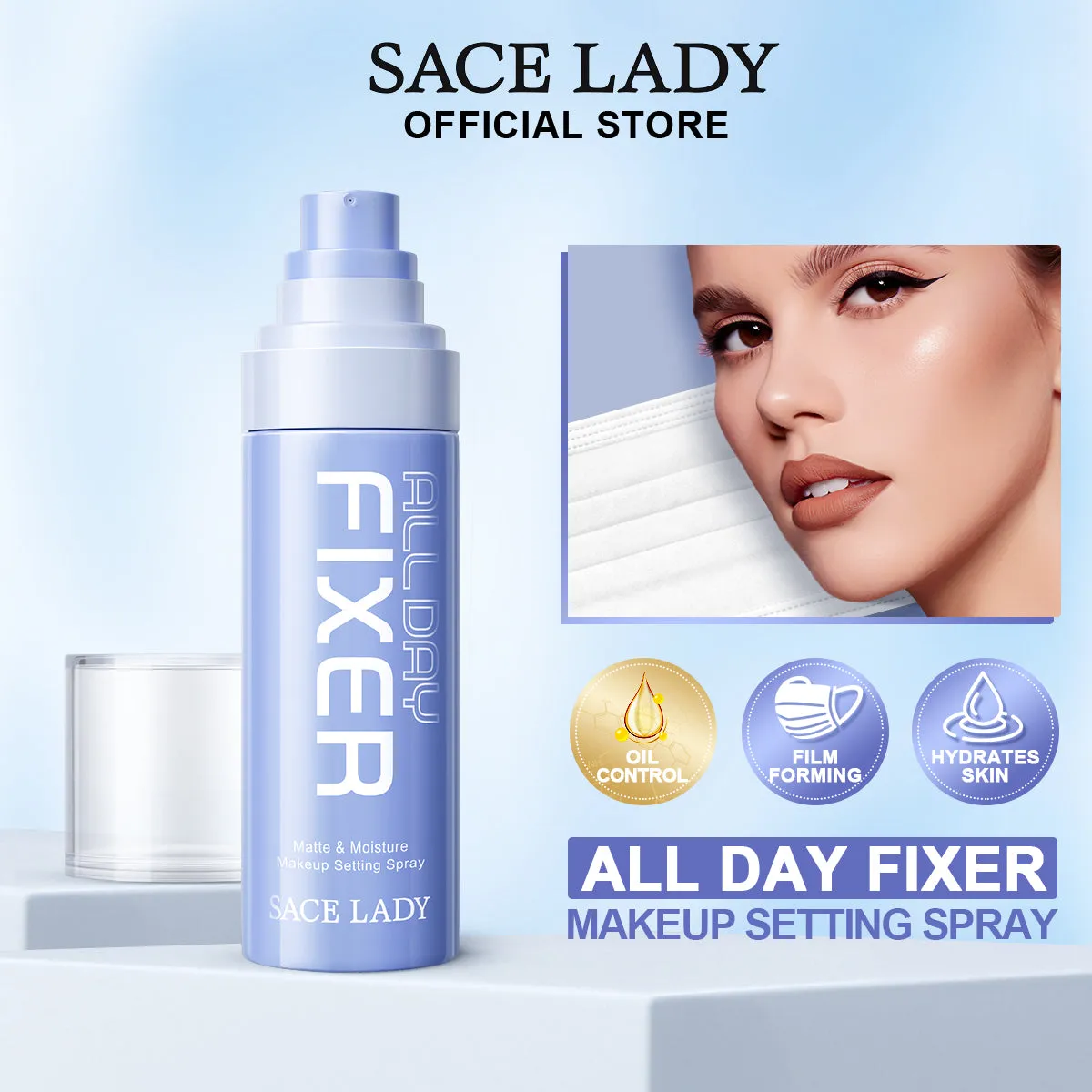 SACE LADY Setting Spray – Long-Lasting, Oil Control, Matte & Moisturizing Facial Mist (80ml)