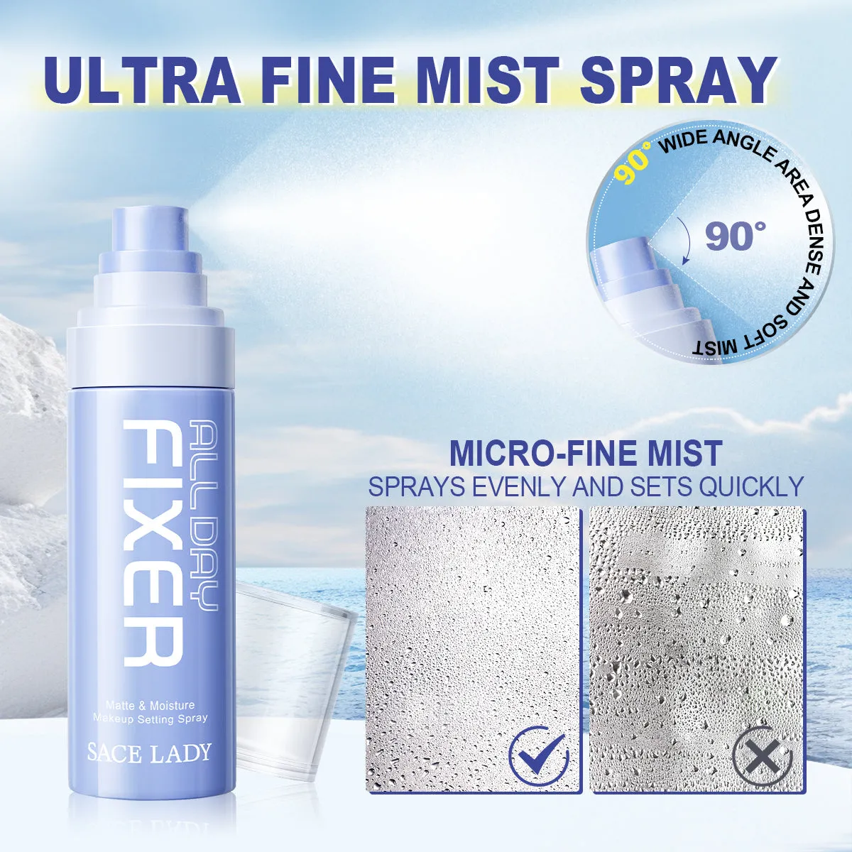 SACE LADY Setting Spray – Long-Lasting, Oil Control, Matte & Moisturizing Facial Mist (80ml)